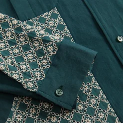 Best Sale Nicholas Daley Flower Embroidery Shirt Green / Beige