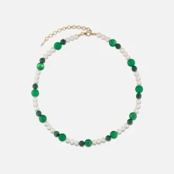 Store VEERT Freshwater Pearl Onyx Malachite Necklace Green
