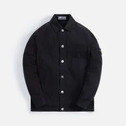 Store Stone Island Garment Dyed Cotton Twill Overshirt Black
