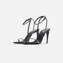 Best Saint Laurent Gippy 90 T.Steig Sandal Nero / Crystal