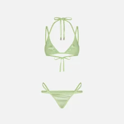 Cheap The Attico Glossy Lycra Bikini Mint