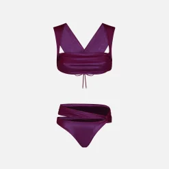 Fashion The Attico Glossy Lycra Bikini Bouganville