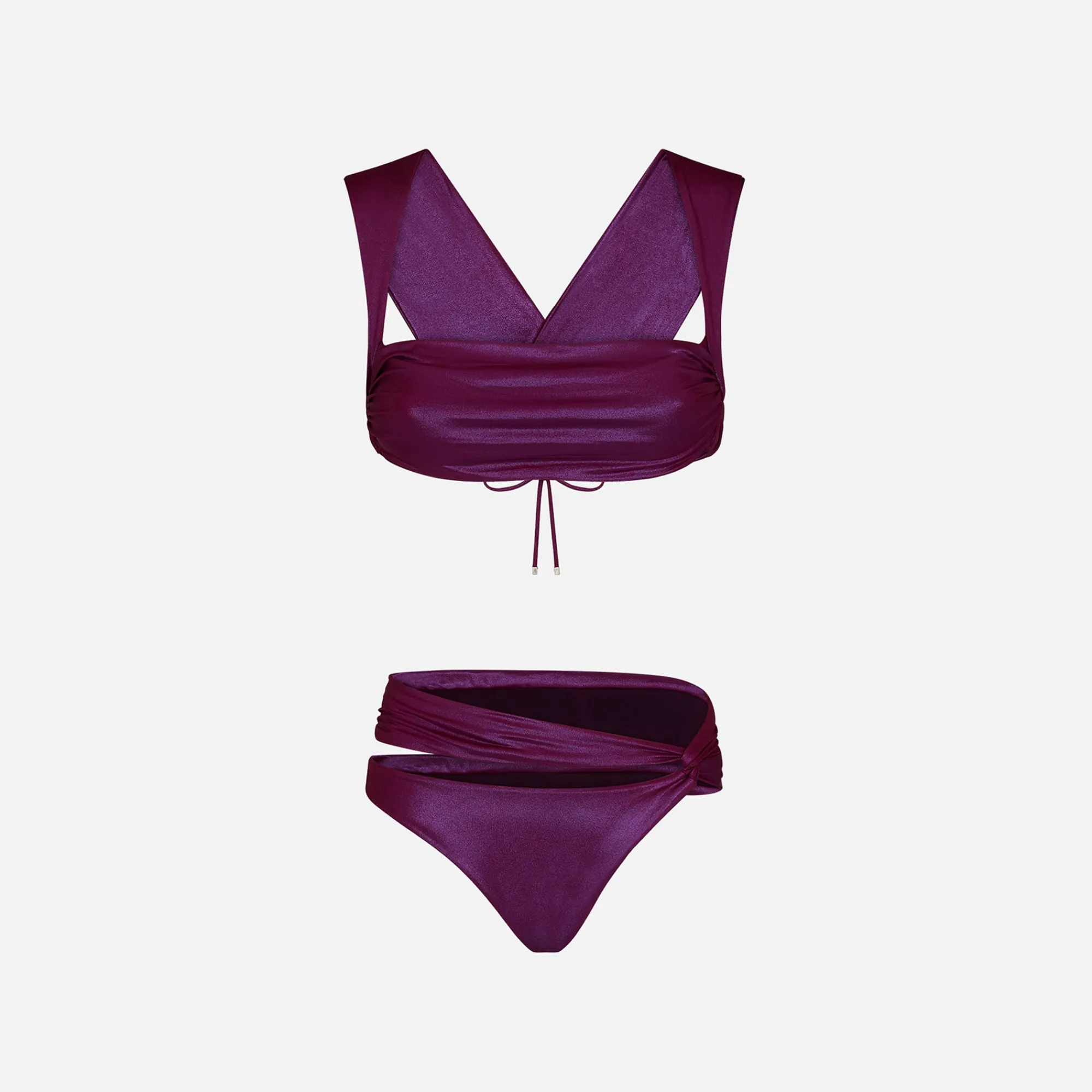 Fashion The Attico Glossy Lycra Bikini Bouganville
