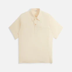 Sale Auralee High Density Finx Linen Weather Half Sleeved Shirt Ecru