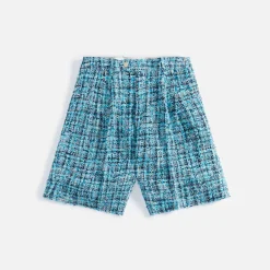 Store Auralee Homespun Summer Tweed Shorts Light Blue Navy
