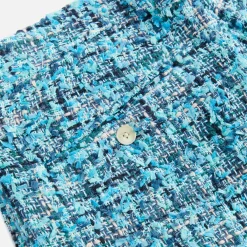 Store Auralee Homespun Summer Tweed Shorts Light Blue Navy