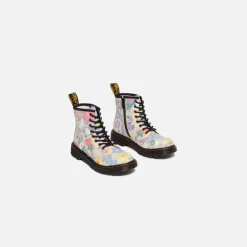 Discount Dr. Martens Junior 1460 Floral Mashup Hydro Parchment Beige Distorted Leopard S Backhand