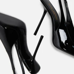 Best Sale Saint Laurent Kiss Slingback Cuir Vernic Grupy Noir Black