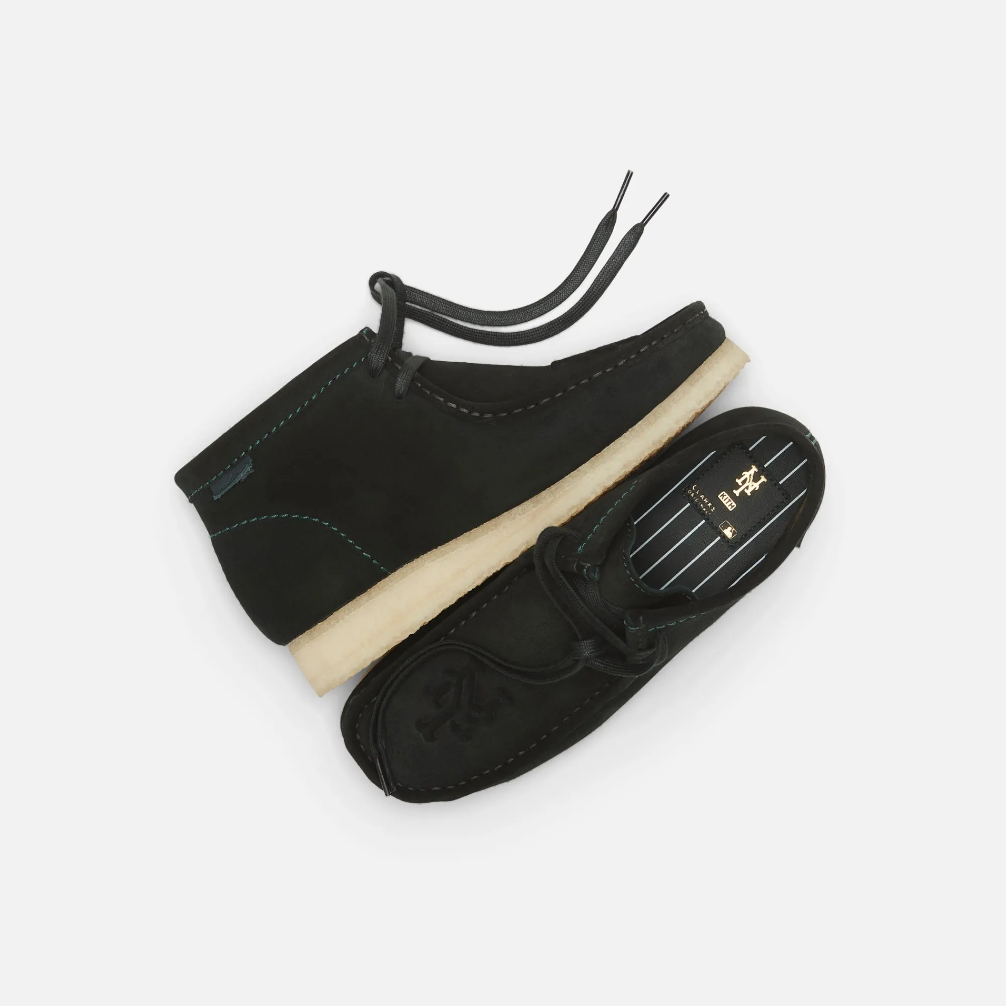 Cheap Kith & Clarks For New York Mets Wallabee Boot Dark Green Suede