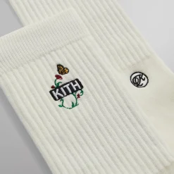 Cheap Kith Butterfly Classic Logo Socks White