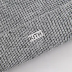 Cheap Kith Classic Rib Beanie Light Heather Grey