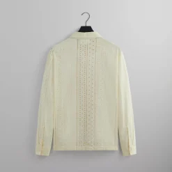 Best Kith Cotton Eyelet Boxy Collared Overshirt Sandrift