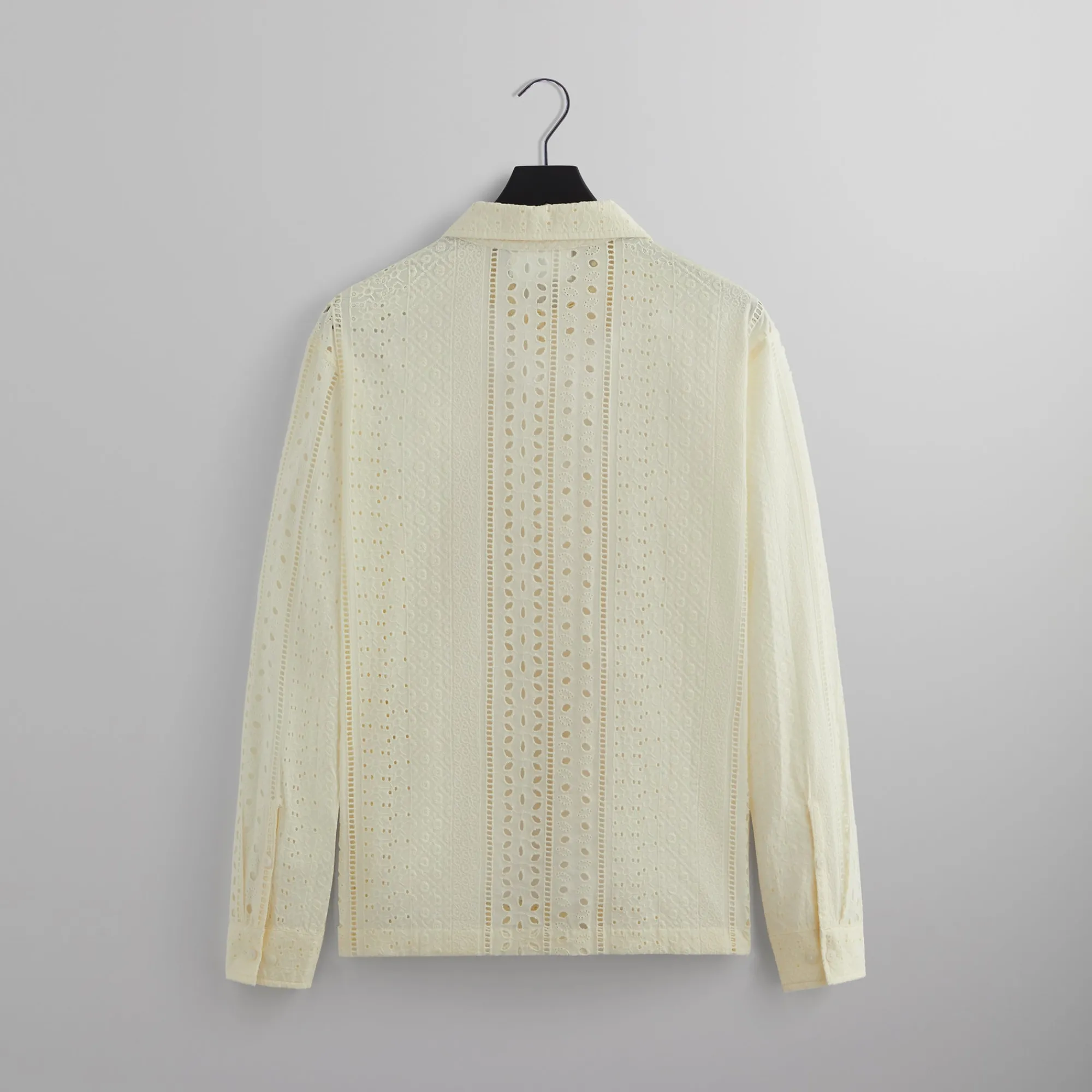 Best Kith Cotton Eyelet Boxy Collared Overshirt Sandrift