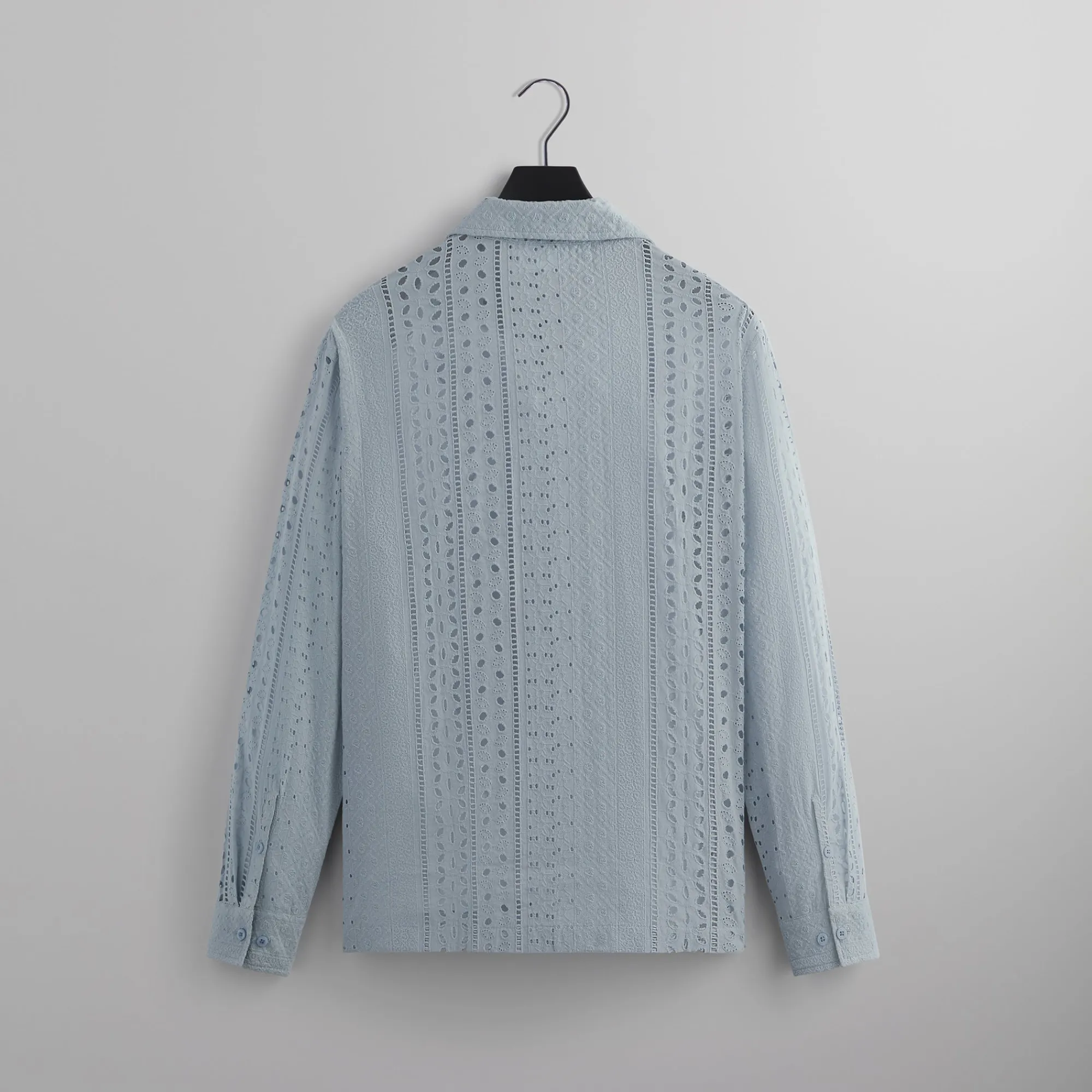 Cheap Kith Cotton Eyelet Boxy Collared Overshirt Light Indigo