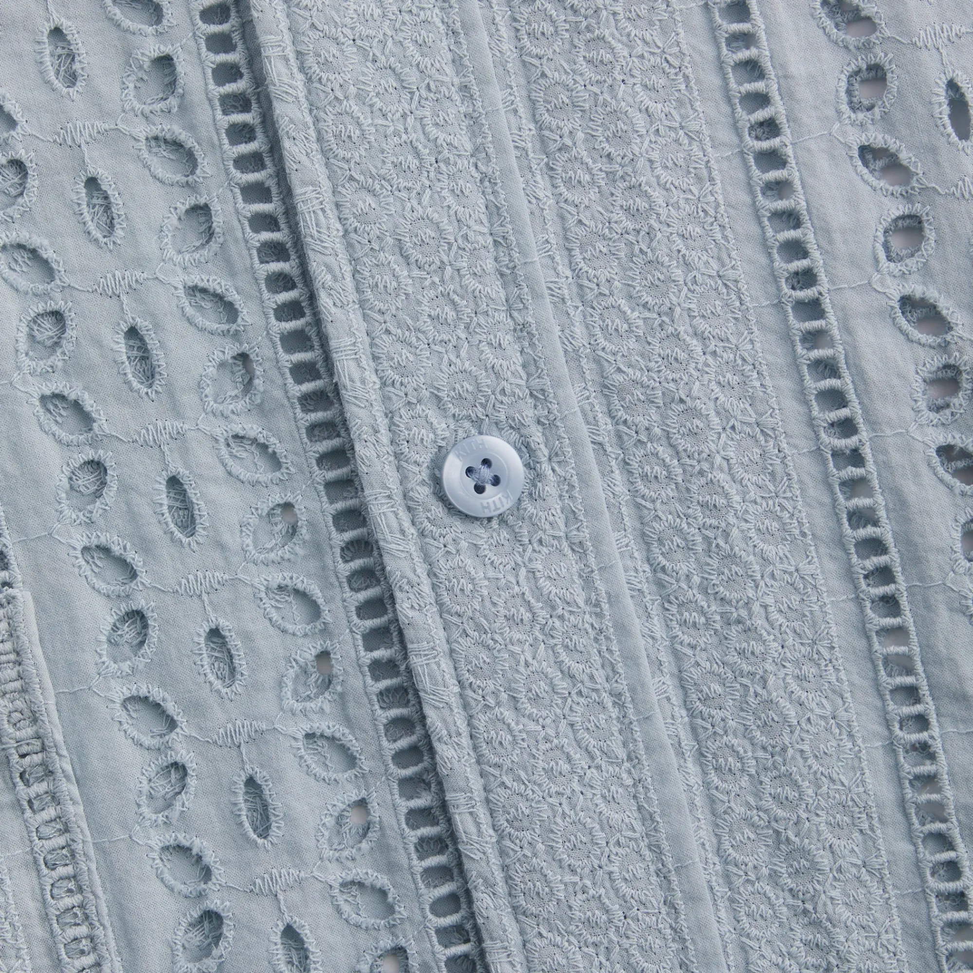 Cheap Kith Cotton Eyelet Boxy Collared Overshirt Light Indigo