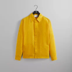 Shop Kith Cupro Linen L/S Boxy Collared Overshirt Opulence