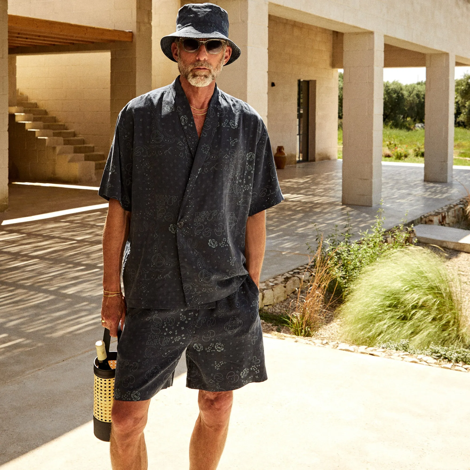 Online Kith Cupro Linen Thompson Crossover Shirt Nocturnal