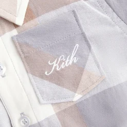 Flash Sale Kith Baby Kith Kids Baby Plaid Long Sleeves Shirt Onesie Ghost Grey