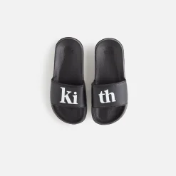 Outlet Kith Kids Serif Logo Slides Black