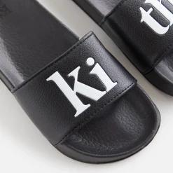 Outlet Kith Kids Serif Logo Slides Black
