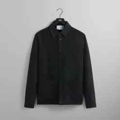 Sale Kith Linen L/S Boxy Collared Overshirt Black