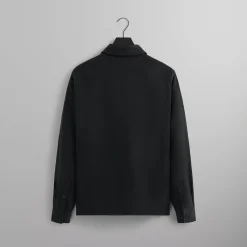 Sale Kith Linen L/S Boxy Collared Overshirt Black