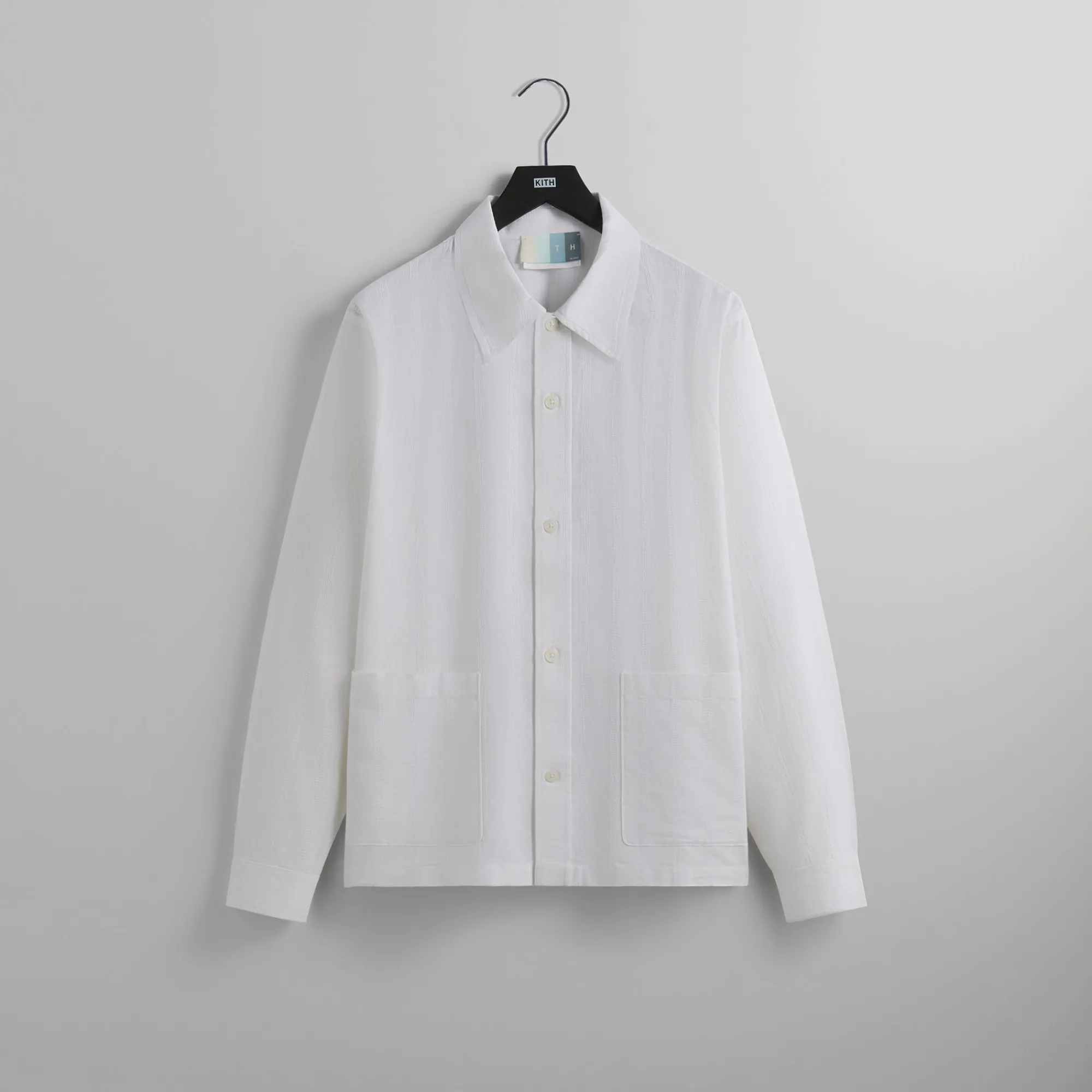 Flash Sale Kith L/S Poplin Boxy Collared Overshirt White