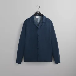 Sale Kith Monogram Silk L/S Thompson Camp Collar Shirt Nocturnal