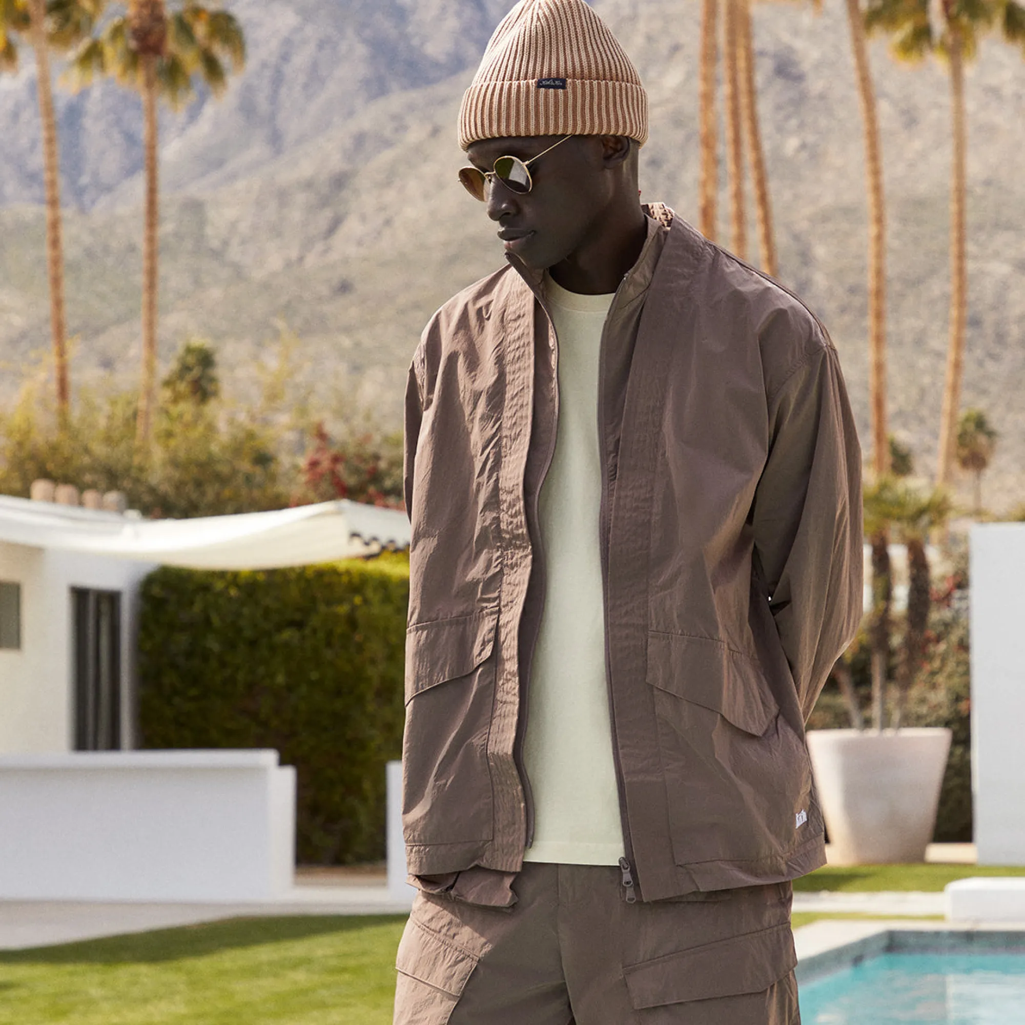 Online Kith Nylon Fulton Kimono Track Jacket Dusty Mauve
