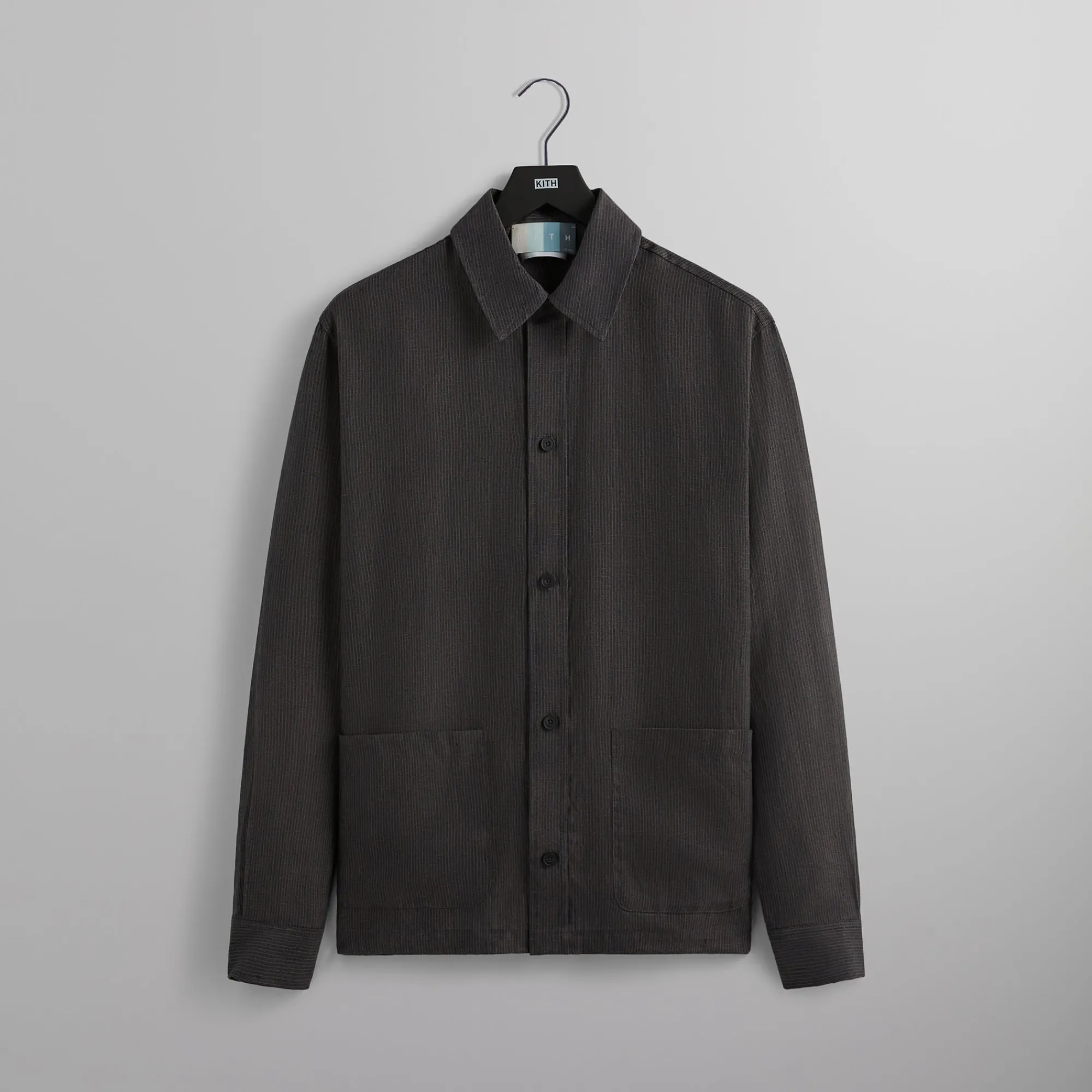 Hot Kith Pinstripe Linen L/S Boxy Overshirt Kindling