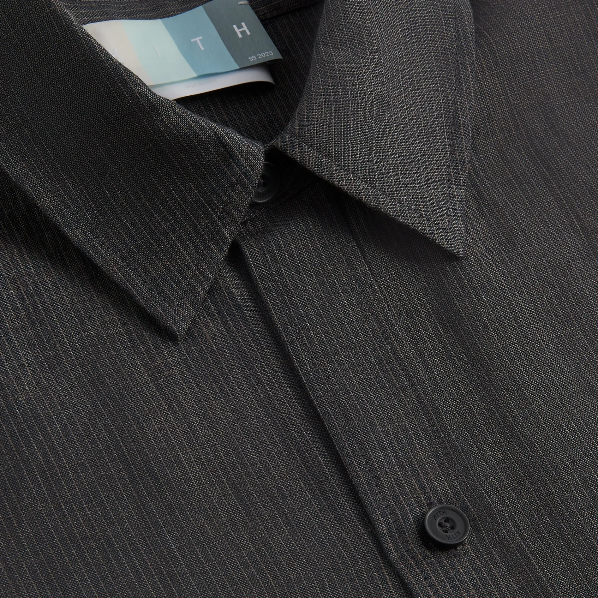 Hot Kith Pinstripe Linen L/S Boxy Overshirt Kindling