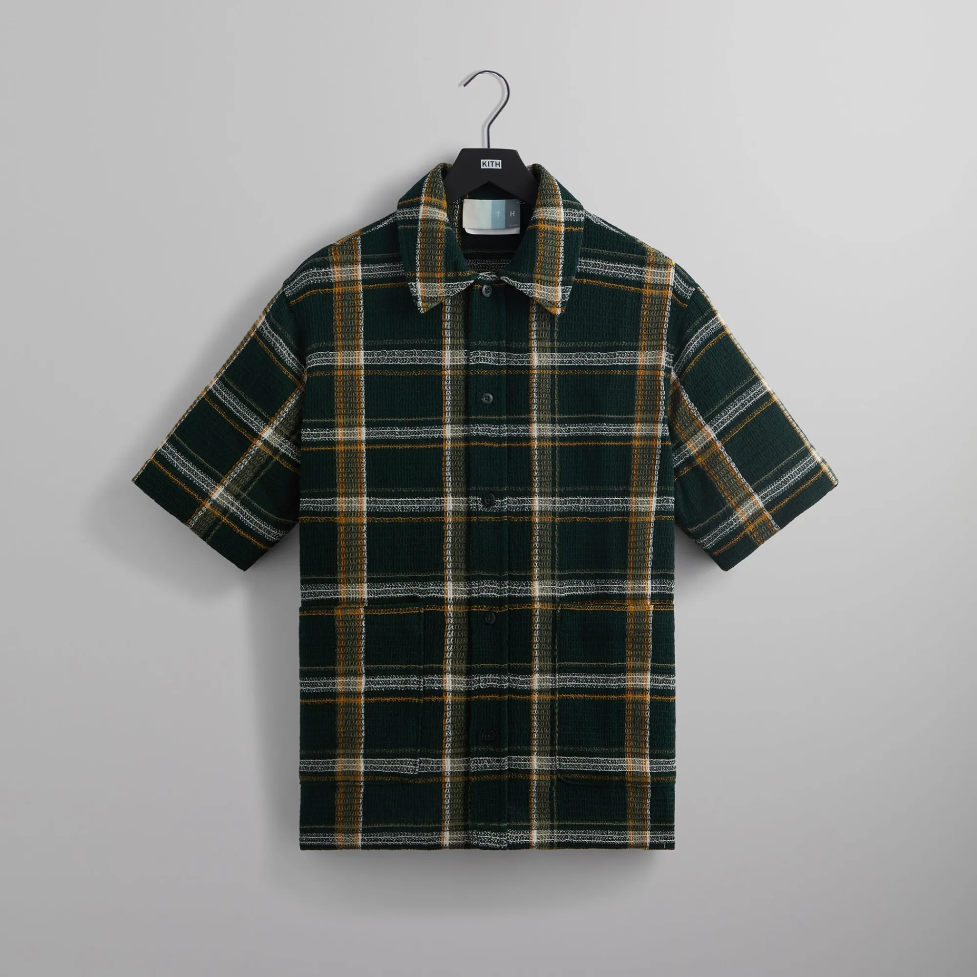 Sale Kith Shadow Plaid Boxy Collared Overshirt Stadium