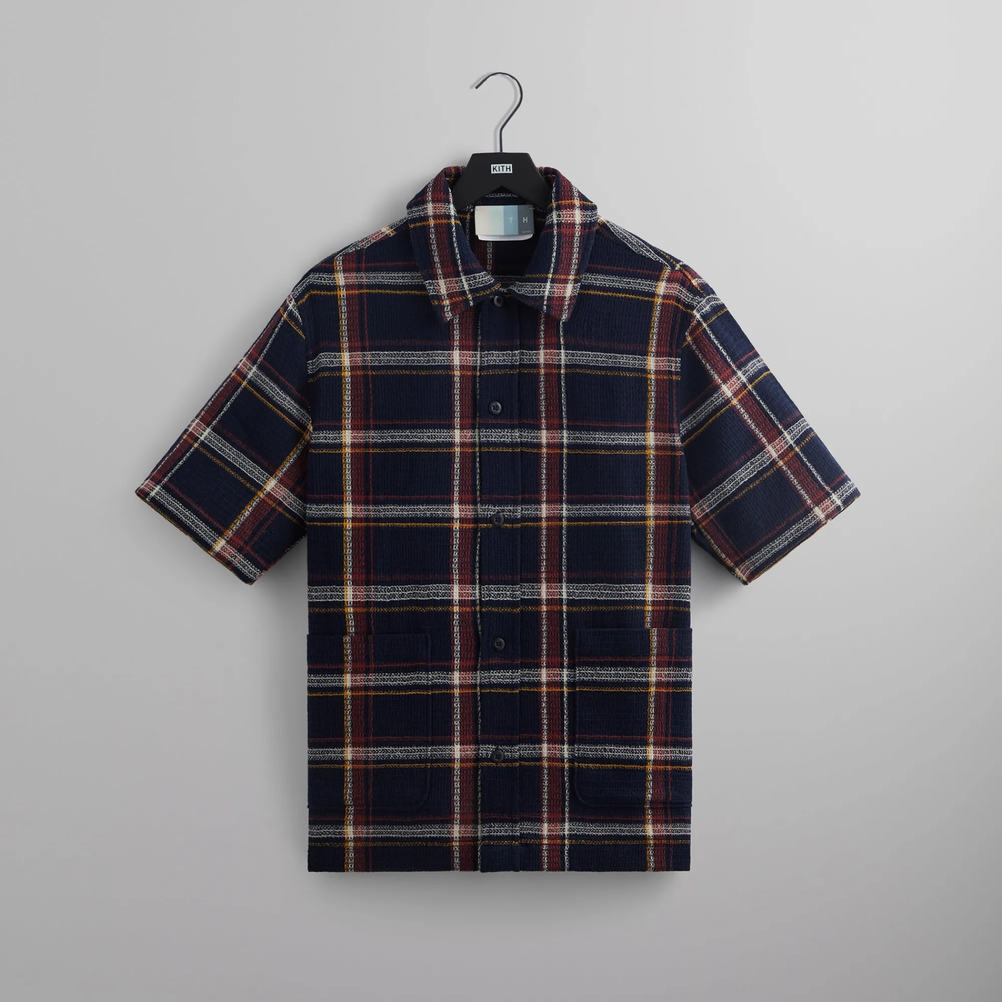Store Kith Shadow Plaid Boxy Collared Overshirt Nocturnal