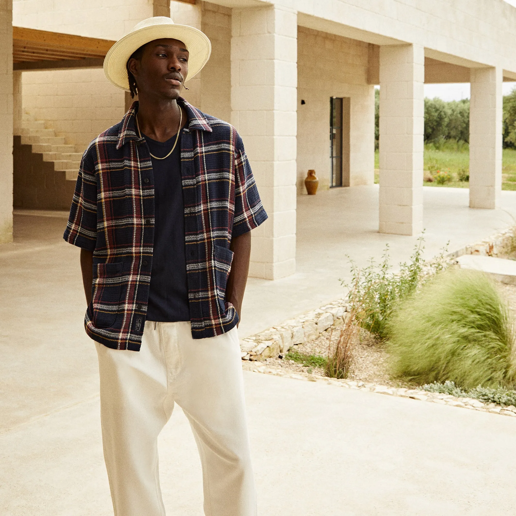 Store Kith Shadow Plaid Boxy Collared Overshirt Nocturnal