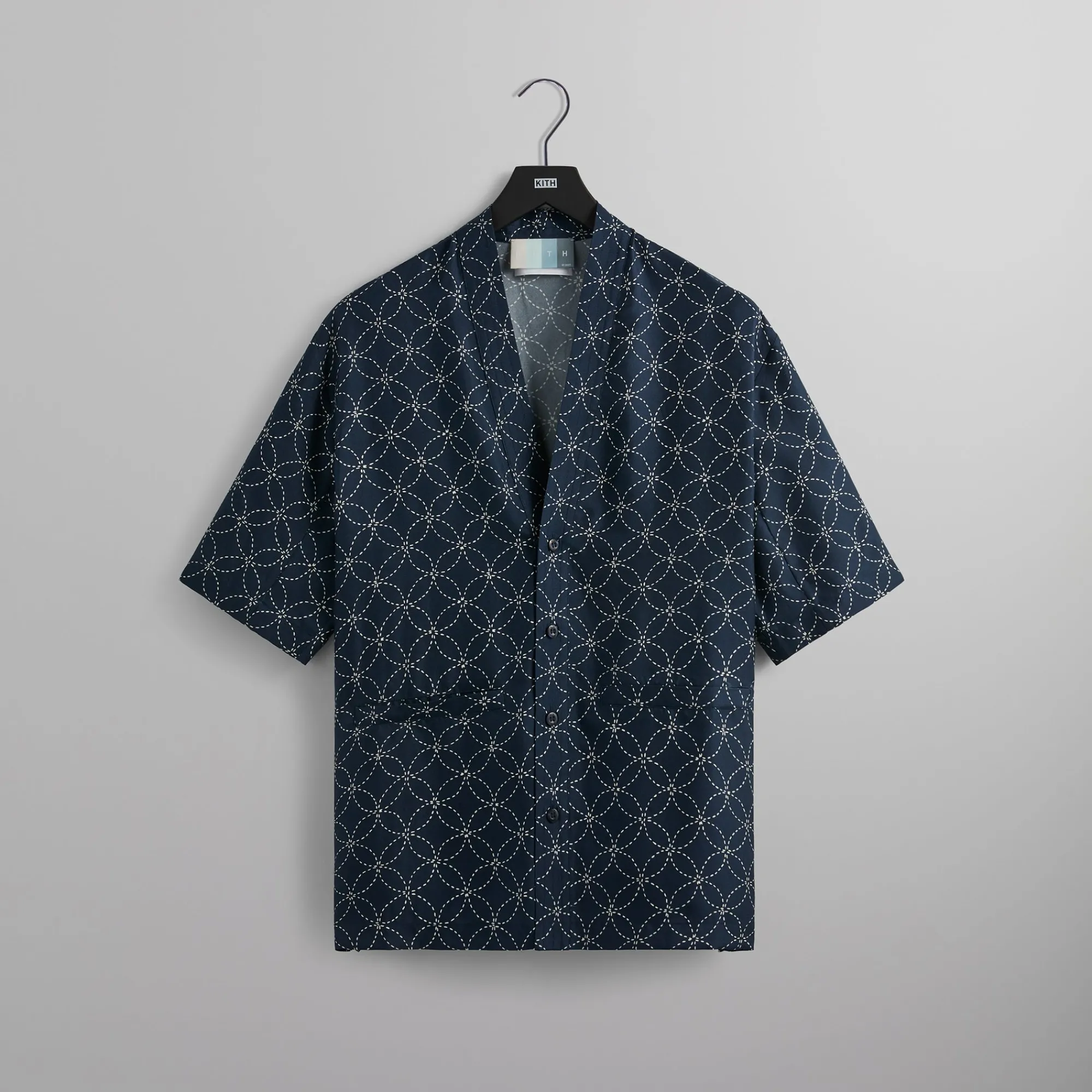 Shop Kith Silk Geometric Stitch Gi Shirt Nocturnal