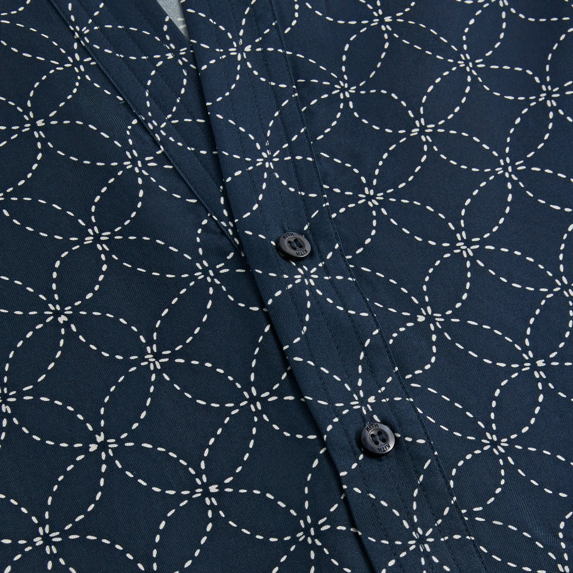 Shop Kith Silk Geometric Stitch Gi Shirt Nocturnal