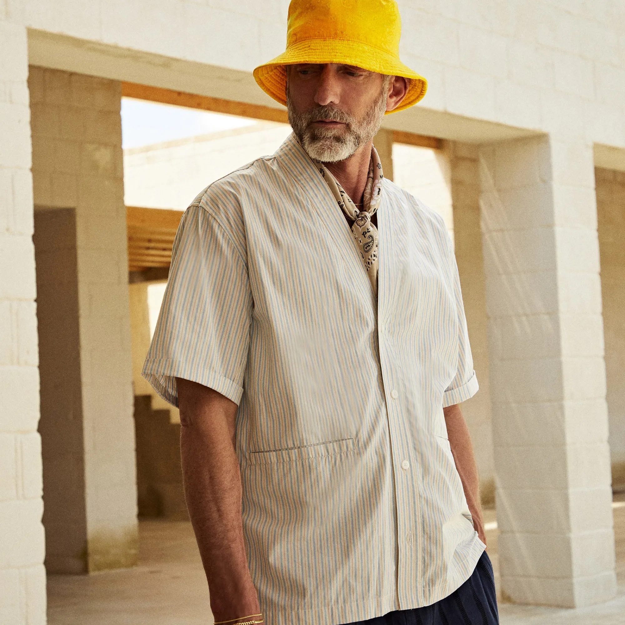 Fashion Kith Striped Poplin Gi Shirt Pebble
