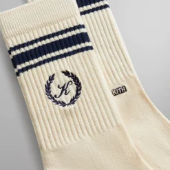 Best Sale Kith Striped Script Laurel Logo Sock Sandrift