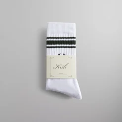 Sale Kith Striped Script Laurel Logo Sock White