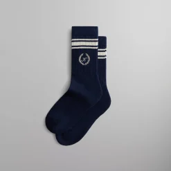 Best Kith Striped Script Laurel Logo Sock Nocturnal