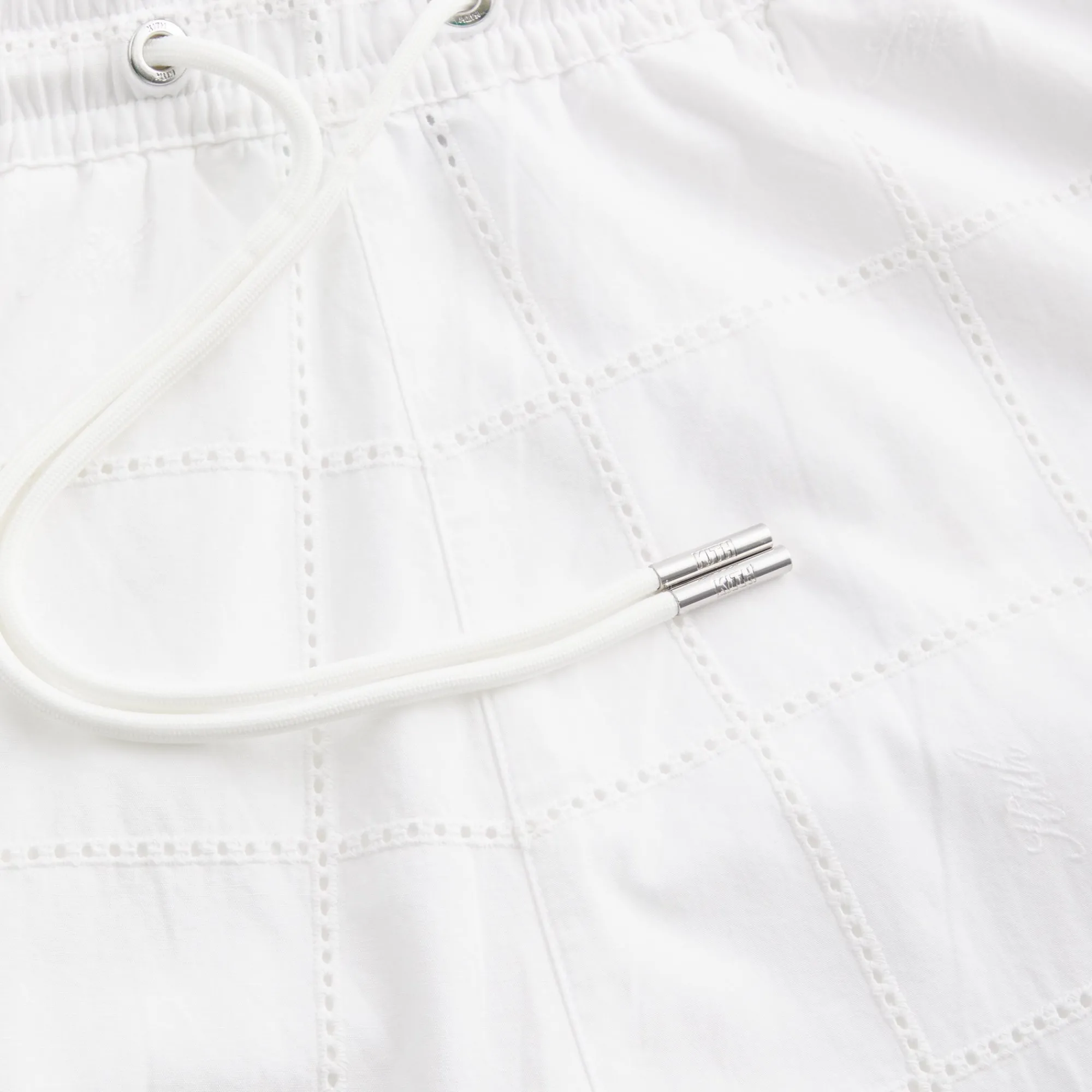 Sale Kith Windowpane Eyelet Belmont Short White
