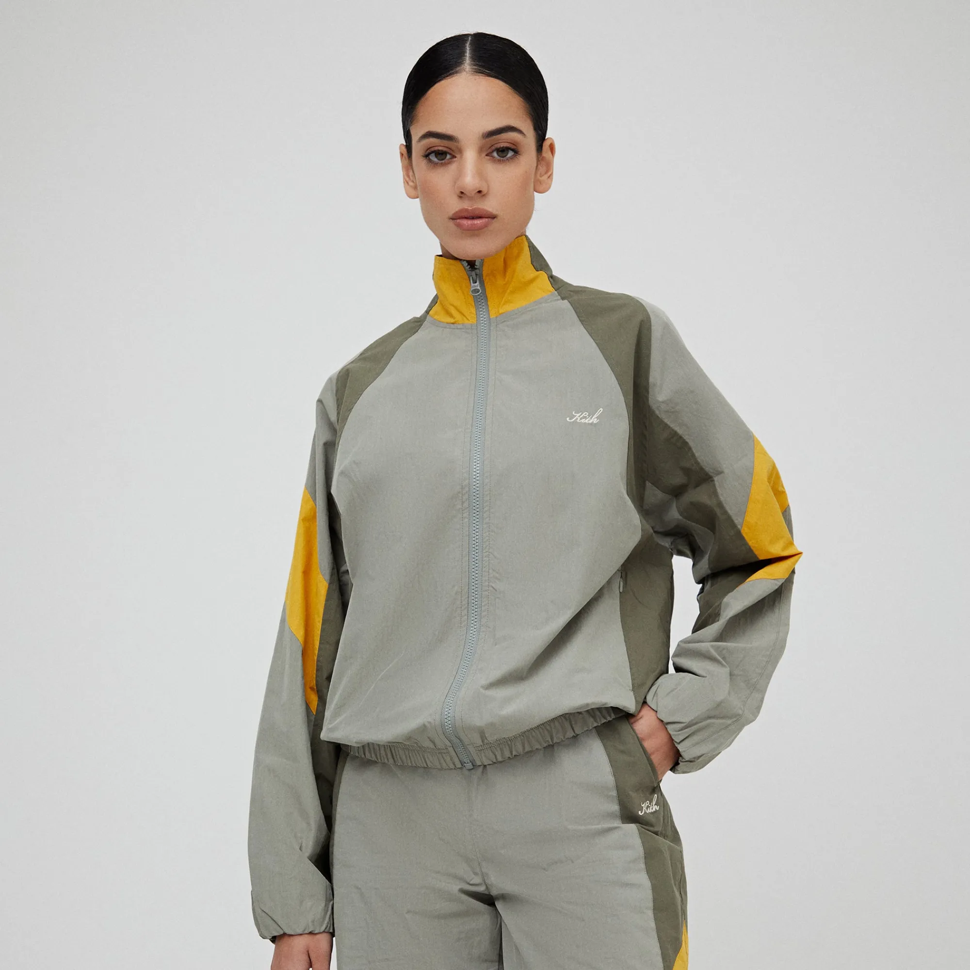 Shop Kith Women Carter Color-Blocked Wind Jacket Plaster