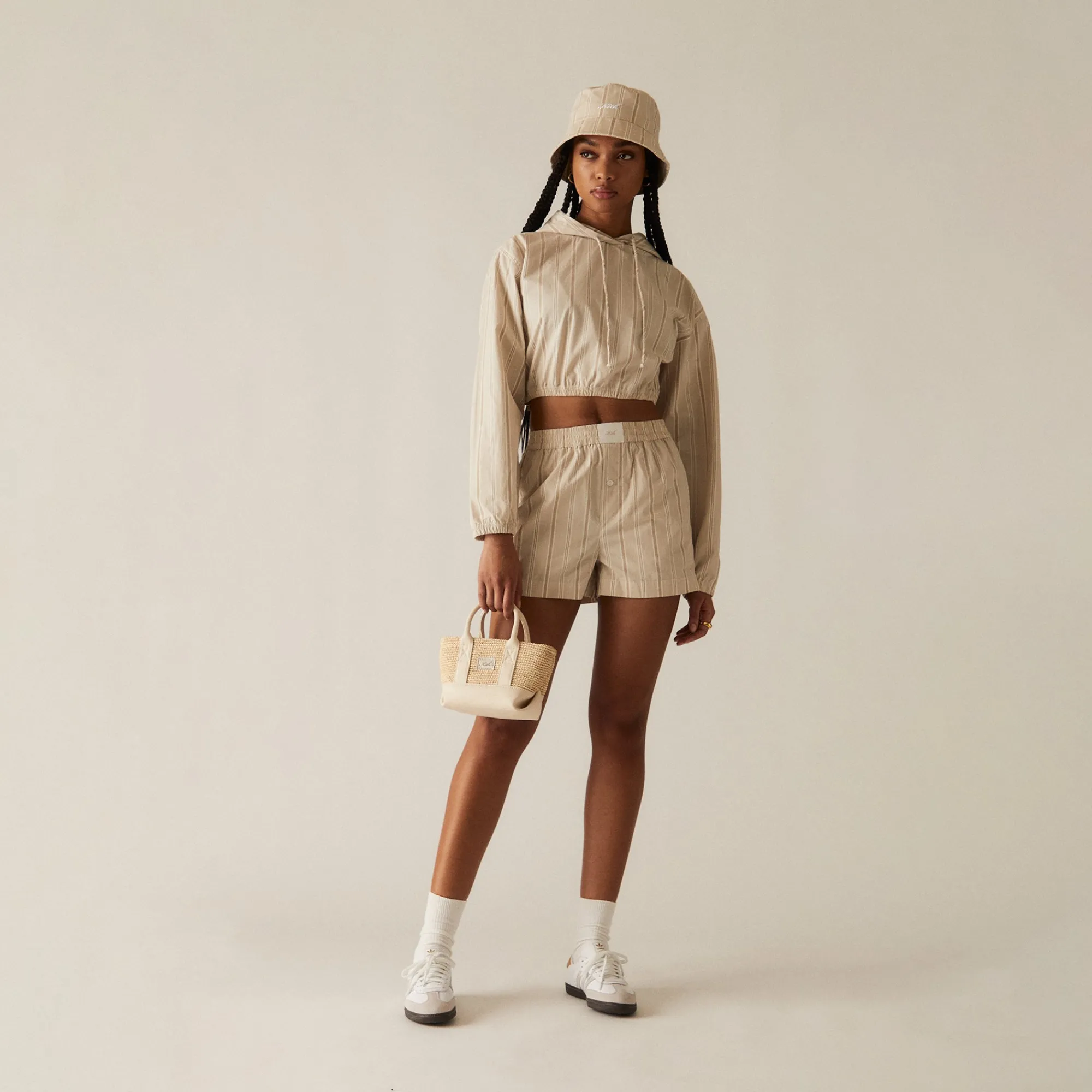 Outlet Kith Women Clovis Logo Stripe Hoodie Canvas