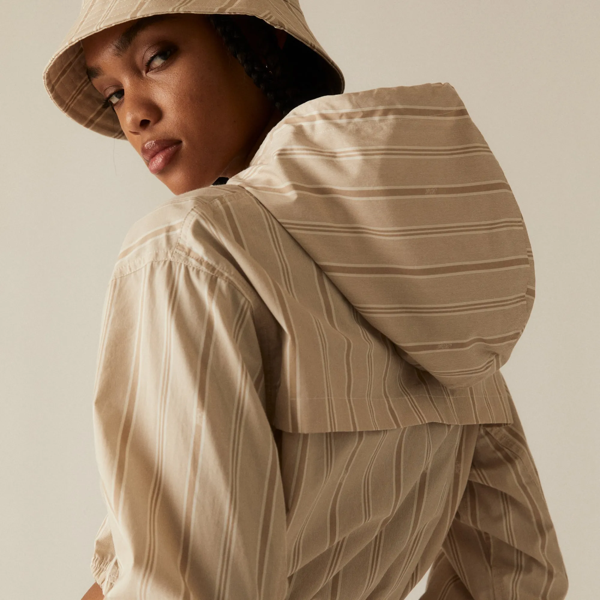 Outlet Kith Women Clovis Logo Stripe Hoodie Canvas