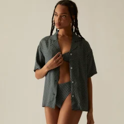 Store Kith Women Elena Monogram Silk Camp Shirt Serpentine