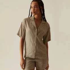 Cheap Kith Women Elena Monogram Silk Camp Shirt Verdant