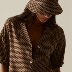 Hot Kith Women Elena Monogram Silk Camp Shirt Canvas