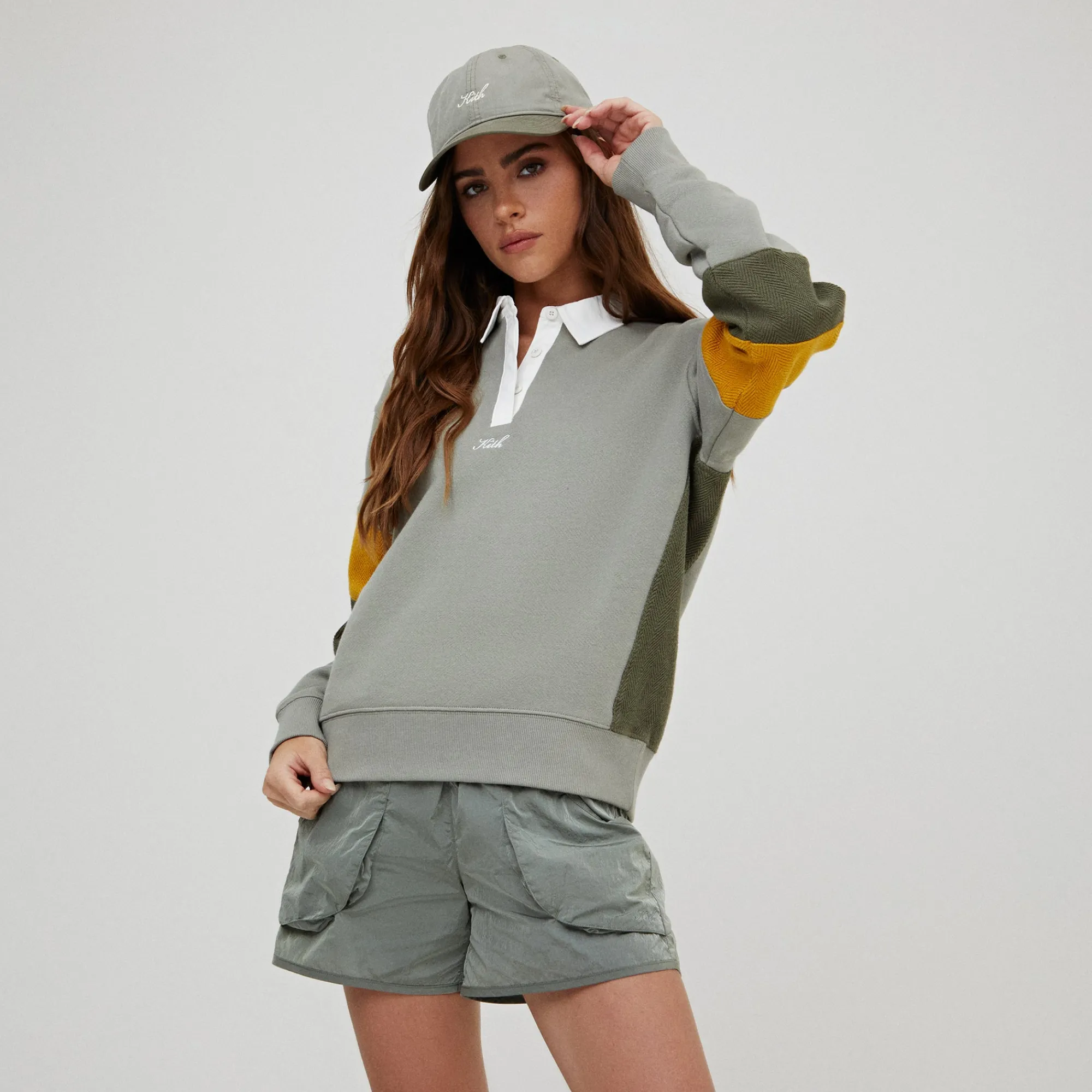 Cheap Kith Women Emery Herringbone Terry Rugby Shirt Plaster