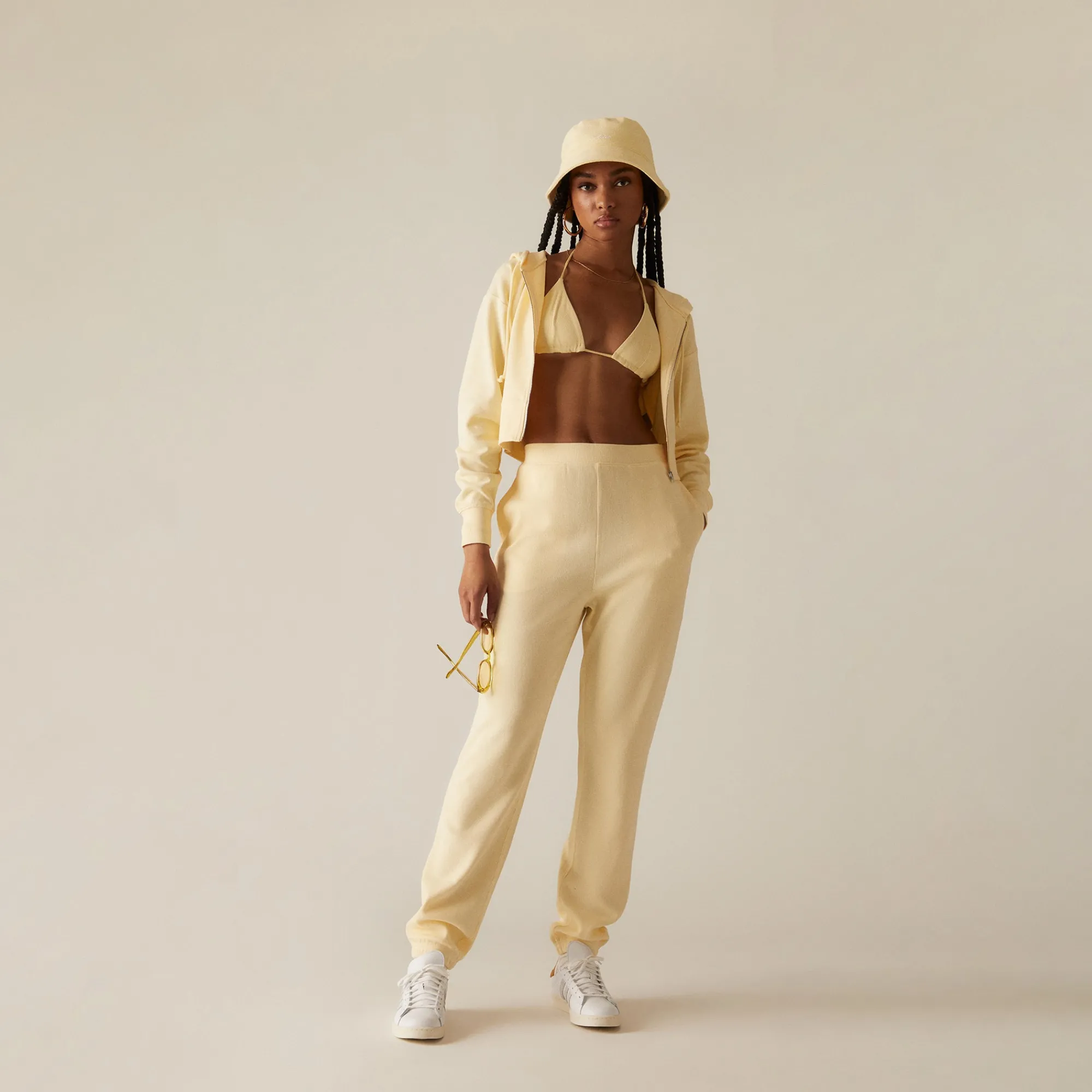 Hot Kith Women Fallon Waffle Hoodie Sunrise