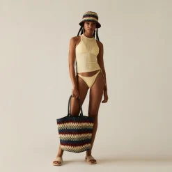 Shop Kith Women Haven Multi Raffia Crochet Tote Pebble